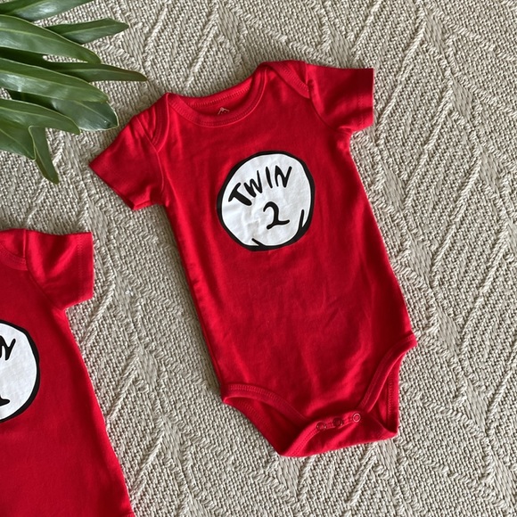 Dr. Suess Twin 1 and Twin 2 Onesies. 3-6 Months - Picture 4 of 6